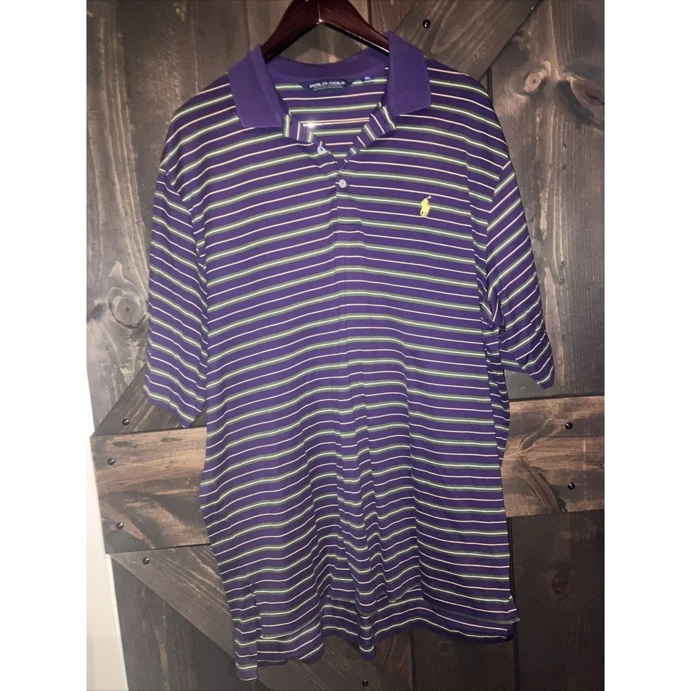 Polo Ralph Lauren Golf Shirt Men's ‎ Size XL  Plum purple, gold horse